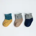 Kinderen gekamd katoen sokken, kleurblok halverwege kuit, zachte boorden voor 0-3 jaar baby. - Maat XS (0-6M) / Kleurblok babyjongen