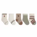 Comfortable 7A antibacterial combed cotton kids socks 5-pack, cute styles for daily wear. - S 0-1 Years / Green and Brown Eyes