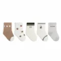 Cute bear print children cotton socks, antibacterial breathable spring summer mid-tube socks. - White Coffee Bear