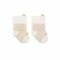 Cute baby cotton striped mid-tube socks with cute ears, comfortable breathable autumn socks. - Yellow