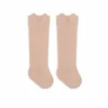 Cute pink baby high-tube cotton socks with wide elastic cuffs and soft seamless design for infants. - Size XS (0-6M) / Pink
