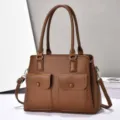 Stylish brown women handbag large capacity tote bag practical shoulder bag for daily use - Earthy Yellow