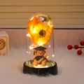 Sonnenblume Nachtlicht Abschlussgeschenk LED Glas Kuppel Lampe Schreibtisch Dekor Geschenk - Klein - Bären-Stil (Normale Rosa Box)