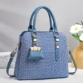 Sac À Main Motif Géométrique Bleu Grande Capacité Sac Bandoulière Pour Femme Élégant - Bleu