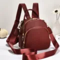 Femme mini sac à dos en cuir PU décontracté école sac de jour anti-vol sac bandoulière - 19x9x20cm / Rouge