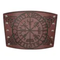 Bracelet de force en cuir rétro viking avec compas runique nordique style punk principal. - Marron