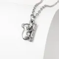Close-up detail of the cute koala pendant necklace, showcasing fine stainless steel texture. - 60cm Chain / Steel