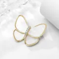 Exquisite gold butterfly brooch with white mother of pearl and sparkling crystal rhinestones. - Style 1 / Gold