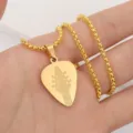 Stainless steel gold guitar pick pendant necklace, detailed music jewelry for men and women. - 60cm Chain / Gold