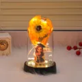 Sonnenblumen Nachtlicht Abschluss Geschenk Glas Kuppel Zimmer Dekor Tisch Ornament LED - Klein - Mädchen-Stil (Normale Rosa Box)