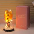 Sonnenblumen Glasglocke LED Nachtlicht Abschlussgeschenk romantische Tischdeko Lampe - Mittel - Mädchen-Stil (Normale Rosa Box)