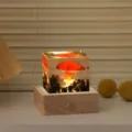 Luz nocturna de hongo de resina epoxi base de madera recargable USB decoracion mesa - Cubo de Resina Individual 5cm Sin Base (Nube de Hongo)