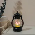 Vintage LED tulip night light retro lantern tabletop decorative ambient lighting battery - Purple Tulip Finished Product + Gift Bag / Black