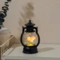 Vintage LED hurricane lamp with glowing roses inside, perfect night light and desktop decor. - Pink Rose Material Kit + Gift Bag / Black