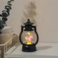 Vintage LED lantern night light with glowing roses inside, perfect desktop decor and gift. - Purple Rose Finished Product + Gift Bag / Black