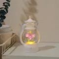Vintage LED Pony Lantern Night Light featuring Purple Rose Flower Table Decor Variant - Purple Rose Material Kit / White