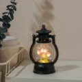 Retro black LED tulip hurricane lamp night light, decorative desktop lamp with glowing flowers. - Pink Tulip Material Kit + Gift Bag / Black