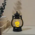 Retro LED horse lantern night light with warm yellow flowers for cute desktop decor. - Sunflower Material Kit / Black