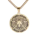 Gold titanium steel Viking helmet axe pendant necklace with rune symbols retro chain jewelry - Odin Battle Axe / Gold