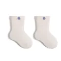 Chaussettes de bébé nouveau-né en coton confortables avec broderie mignonne et bord souple. - Blanc Cassé