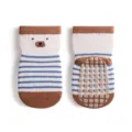 Calcetines antideslizantes bebé con lindo diseño de oso, rayas azules y blancas, cómodos. - Oso de peluche