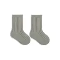 Calze corte a costine in cotone grigio per bambini, comode calze monocolore per neonati. - S 0-1 Anni / verde-grigio