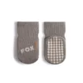 Graue Kleinkind Anti-Rutsch Stoppersocken mit Fuchsdruck und Gummisohle fuer Babys Sicherheit - Größe S (0-1 Jahr) / Grau Buchstabe