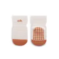 Cute baby toddler non-slip floor socks with grip soles, breathable cotton infant crew socks. - Off White