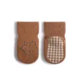 Braune Babysocken mit Anti-Rutsch-Sohle und süßem Tier-Muster für Kleinkinder ideal. - Größe S (0-1 Jahr) / Karamellfuchs