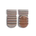 Baby Antirutsch Socken Gestreifte Kleinkind Laufsocken in Grau und Braun Farbe Variante. - Größe S (0-1 Jahr) / Khaki Gestreift