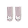 Süße Babysocken rosa gerippte Baumwolle Kleinkind Socken mit 3D Cartoon Katzen Gesicht Design. - Rosa Katze