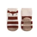 Cute baby floor socks with cartoon fox face and non-slip rubber grip soles for toddlers. - Fox / S 0-1 Years