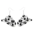 Detailed shot of wooden cow print cowboy hat earrings with silver hooks, unique design. - Cowboy Hat Zebra Pattern Style (Style 4)