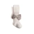 Carino collant neonato in maglia a coste, écru con grande fiocco elegante. - 18/20 (6-12 Mesi) / Bianco avorio