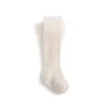Plain ribbed knit baby tights in cream white, soft toddler dance leggings for autumn. - 18/20 (6-12 Months) / Off White
