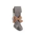 Collant grigio da bambina con grazioso fiocco in maglia, morbidi leggings invernali bimba - 18/20 (6-12 Mesi) / Grigio