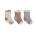 Thickened warm infant baby socks set of three, cute color block design for winter comfort. - 3D Blue & Brown