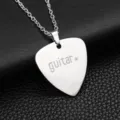 Stainless steel guitar pick pendant necklace, retro rock style metal jewelry for men and women. - Cross Chain 60cm / Silver
