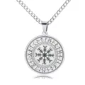 Stainless steel Viking compass pendant necklace with classical runic inscriptions for men. - Viking Compass / Standard / Silver