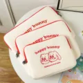Süße Cartoon Happy Bunny bestickte Laptoptasche und Tablet Hülle für 13 15 Zoll Geräte. - 11 Zoll / Gebrochenes Weiß