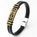 Heren Roestvrij Staal Siliconen Armband Kruis Punk Hip Hop Sieraad Detail Weergave - Hol Kruis