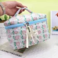 Cute floral quilted cosmetic bag, portable travel makeup storage pouch for women and girls. - Sanitary Napkin Storage Bag / Tulip