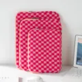 Funda De Laptop Tejida A Cuadros Rosa Bonita Bolsa De Tablet Para Trabajo Diario - 11" / Rombo Rojo Blanco