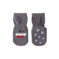 Graue Baby Anti-Rutsch-Sohlen Socken mit niedlichem Cartoon-Gesicht und Herzgriffen. - Gray (Monster)