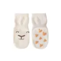 Niedliche Babysocken mit Anti-Rutsch-Herzen, gekämmte Baumwolle, bequeme Kleinkindsocken. - S (0-1 J) / Monster Off-Weiß