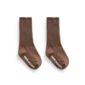 Kinder braune einfarbige rutschfeste gerippte hohe Baumwollsocken Variante Anzeige - Kaffeebraun
