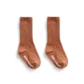 Braune kinder einfarbige gerippte hohe röhre rutschfeste kleinkind socken baumwolle - L 3-5 Jahre / Karamellbraun