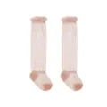 Pink breathable mesh baby knee high socks with ruffles, summer anti mosquito infant stockings. - Size XS (0-6 Months) / Dusky Pink
