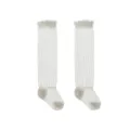 Summer breathable mesh baby knee high socks with ruffles, comfortable cotton infant socks. - Gray