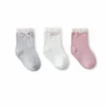 Schattige baby sokken met kant katoen peuter sokken roze wit grijs set voor meisjes - Roze Set
